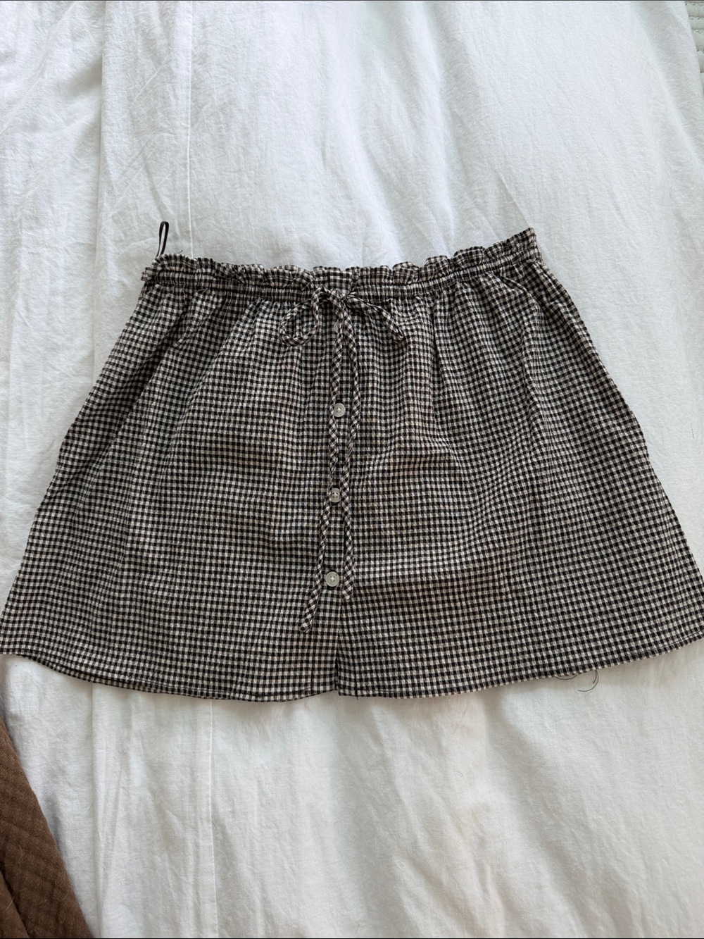 Zara Button-Front Gingham Mini Skirt in Black and White